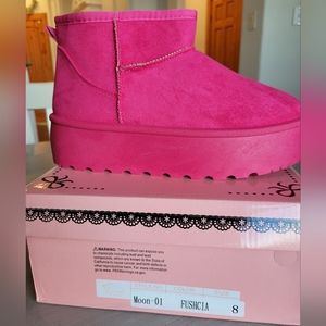 Fuschia Hot Pink Ankle Boots